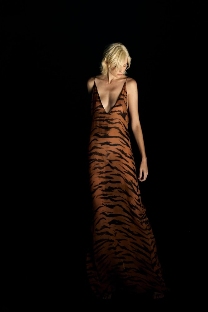 Vestido Longo Degage Sabine Getty Bege