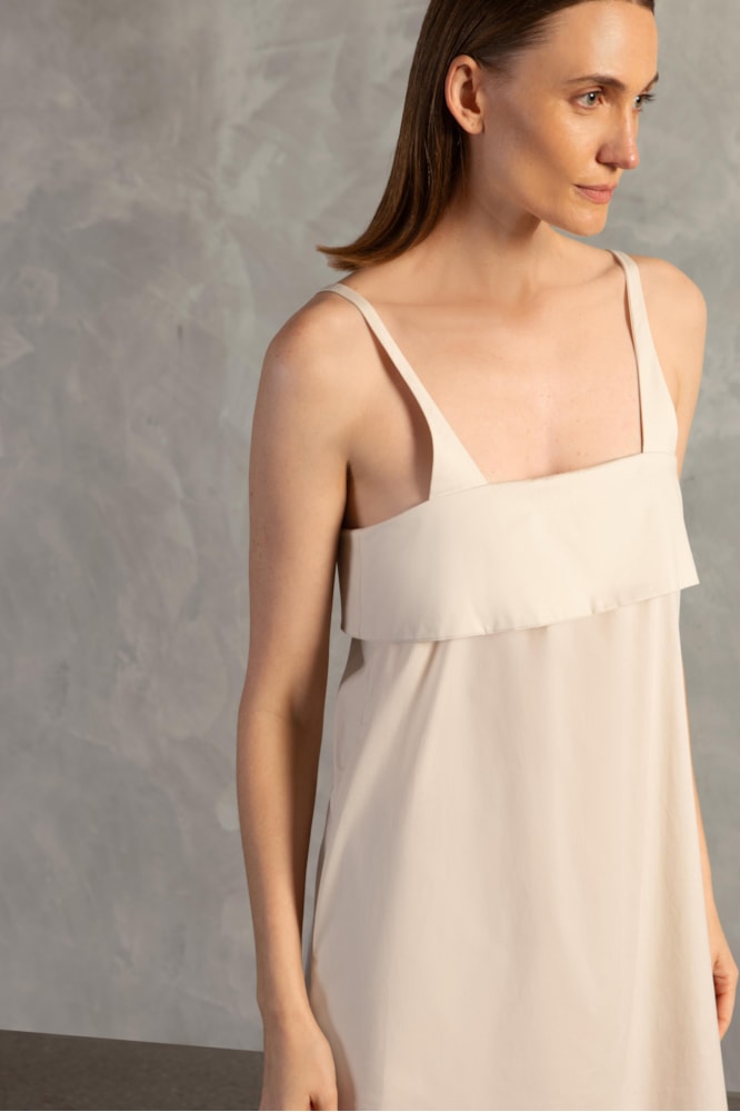 Vestido Longo Detalhe Alcinha Inamorata Lisos Areia
