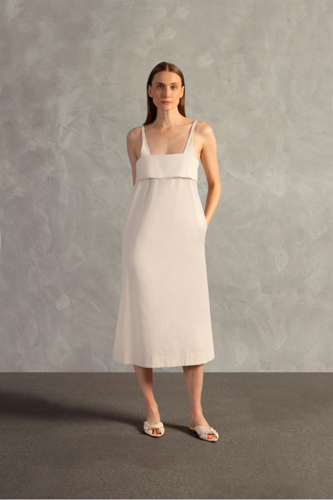 Vestido Longo Detalhe Alcinha Inamorata Lisos Areia