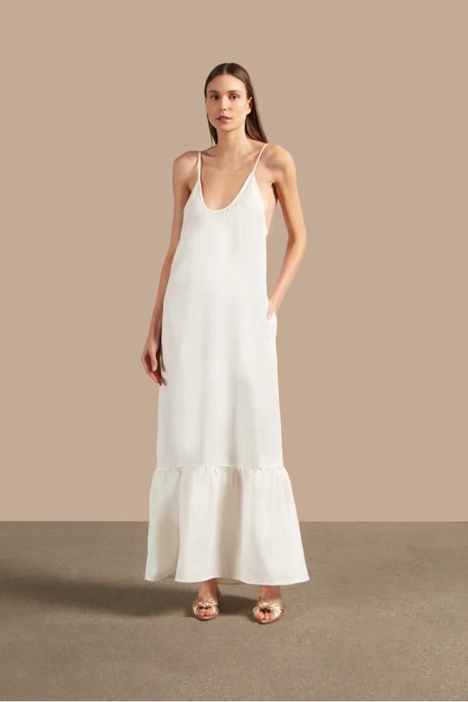 Vestido  Longo Detalhe Costas Golden Age Off White