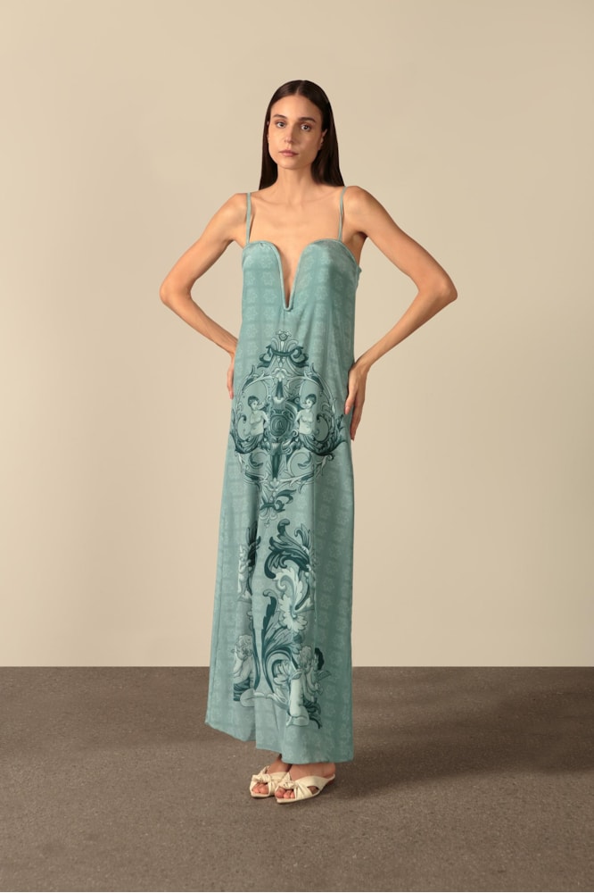 Vestido Longo Estruturado Hera Azul