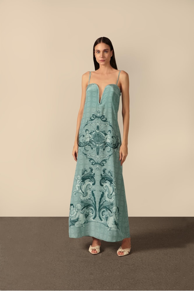 Vestido Longo Estruturado Hera Azul