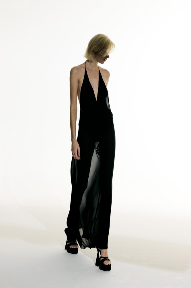 Vestido Longo Recortes Sabine Getty Preto