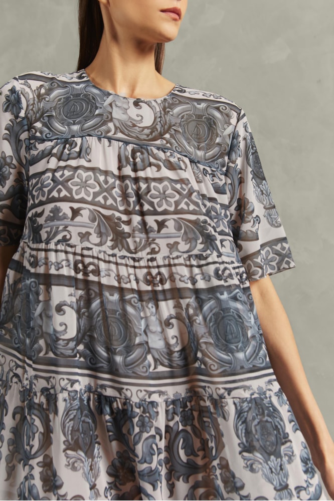 Vestido Longo Volume Hera Azul