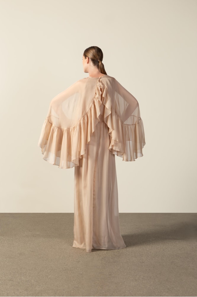 Vestido Manga Ampla Areia