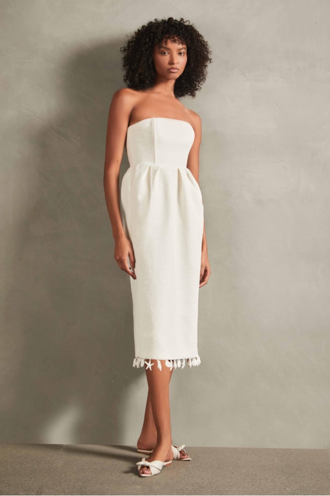 Vestido Midi Detalhe  Conchas La Mer Branco