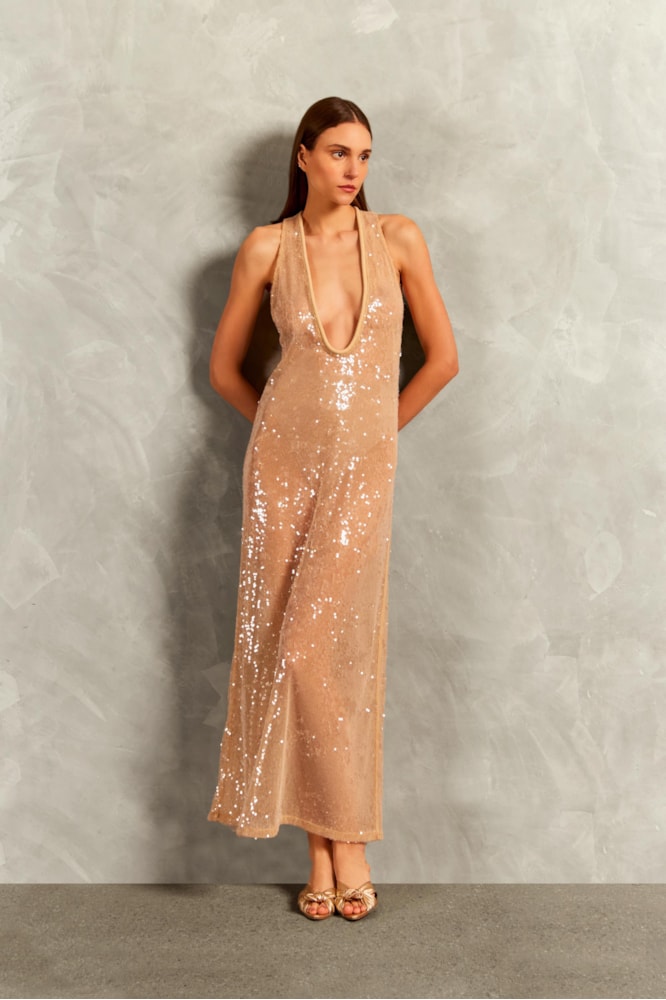 Vestido Regata Longo Paetê