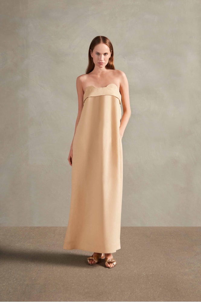 Vestido Tqc Jellyfish Liso Bege